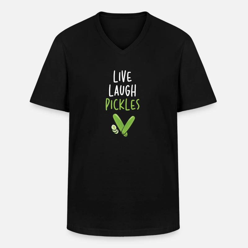 Live Laugh Pickles - Männer-T-Shirt mit V-Ausschnitt - Schwarz