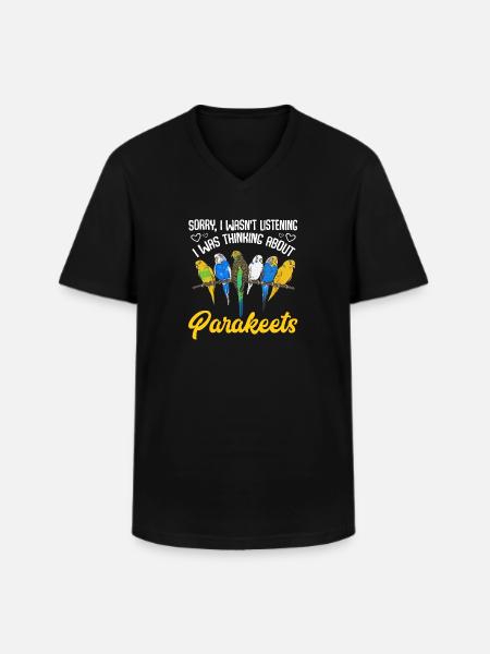Budgerigar Parakeet Bird Pet Gift - Men's V-Neck T-Shirt - black