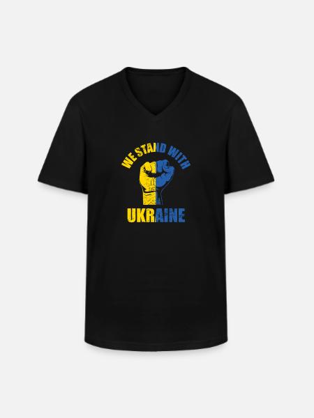 We Stand With Ukraine - Men's V-Neck T-Shirt - black