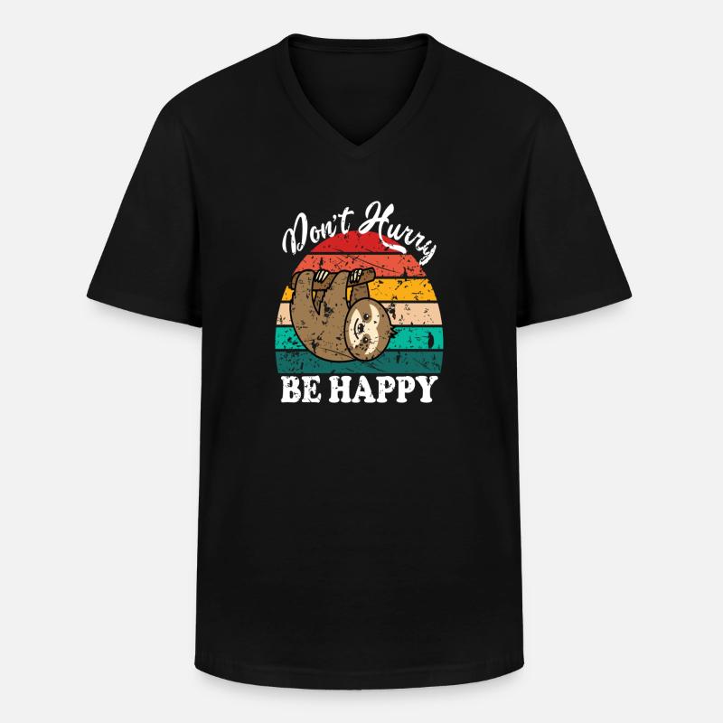 Don't Hurry Be Happy - Männer-T-Shirt mit V-Ausschnitt - Schwarz