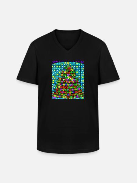 Christmas Christmas Tree Church Windows - Men's V-Neck T-Shirt - black