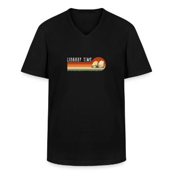 Library Time Vintage Retro Shirt Cadeau - T-shirt col V Homme - noir - Devant - AI Model Male 178 dark (178cm)