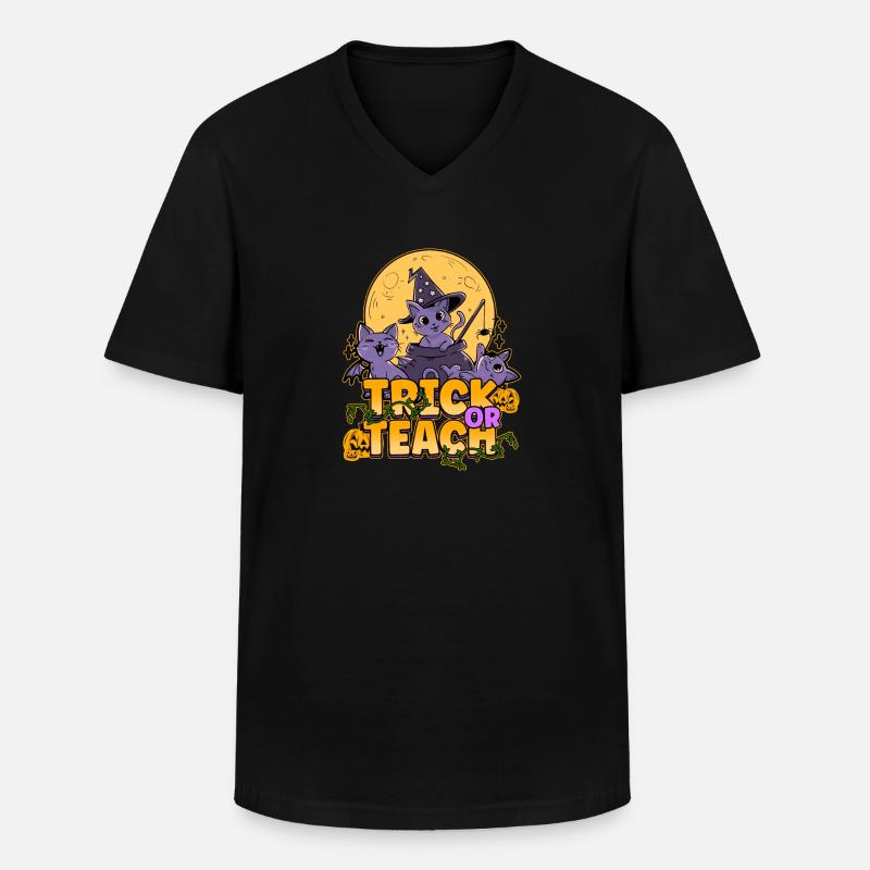 Trick Or Teach - Männer-T-Shirt mit V-Ausschnitt - Schwarz
