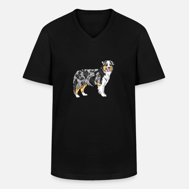 Border collie - Männer-T-Shirt mit V-Ausschnitt - Schwarz