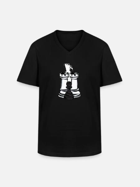 Chess Rook and Pawn - Men's V-Neck T-Shirt - black