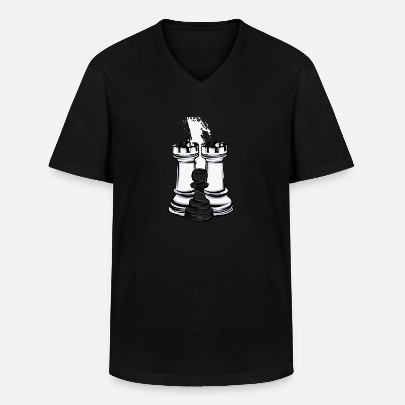 Schach Turm und Bauer - Männer-T-Shirt mit V-Ausschnitt - Schwarz