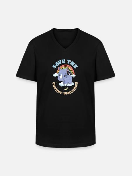 Salva a los regordetes Unicornios lindos rinocerontes - Camiseta con cuello de pico hombre - negro