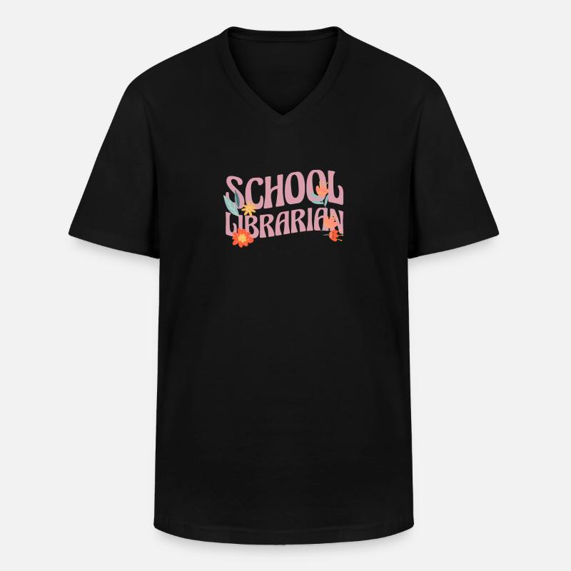 School Librarian Geschenk Schule - Männer-T-Shirt mit V-Ausschnitt - Schwarz