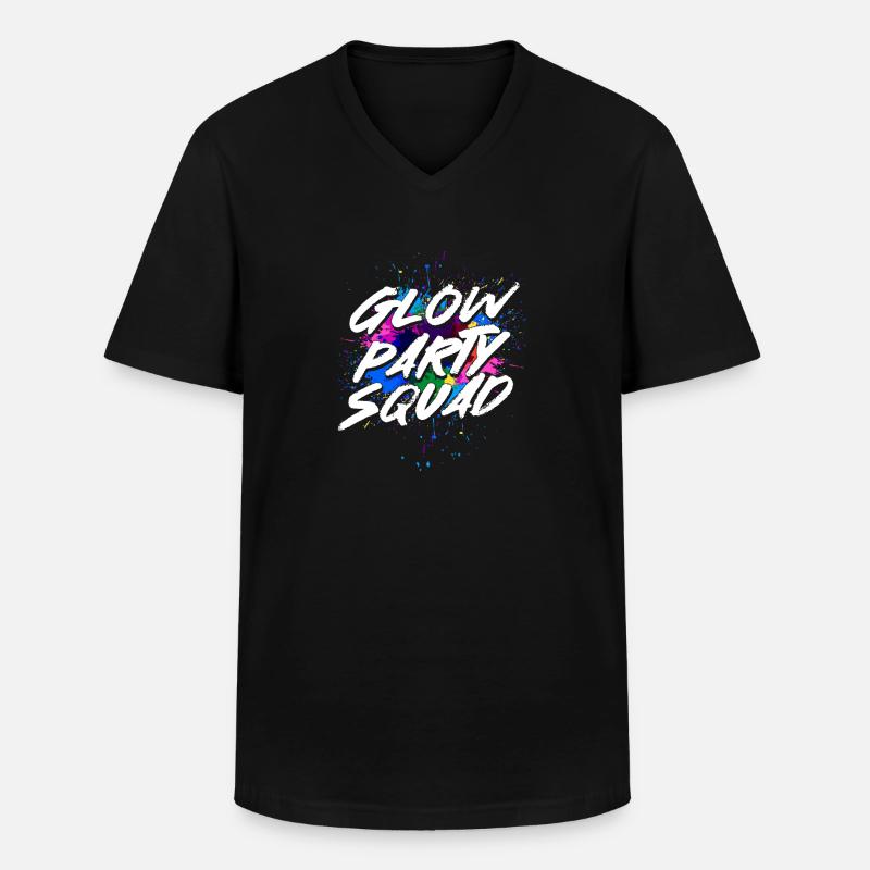 Glow Party Squad - Männer-T-Shirt mit V-Ausschnitt - Schwarz