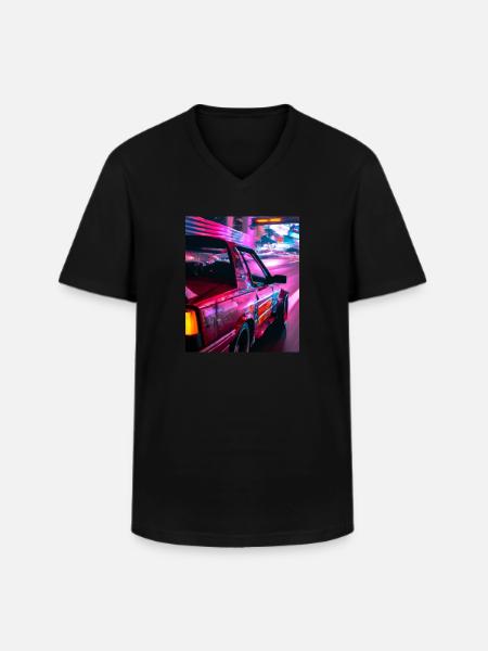 Vaporwave Aesthetic Synthwave Car - Men's V-Neck T-Shirt - black