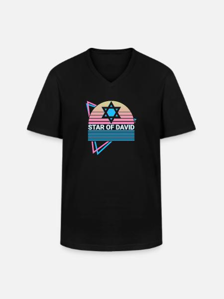 Davidstern Jüdisch Retro - Männer-T-Shirt mit V-Ausschnitt - Schwarz
