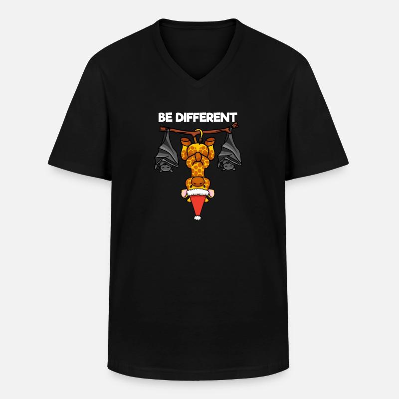 Be Different Giraffe Fledermaus Weihnachtsmann - Männer-T-Shirt mit V-Ausschnitt - Schwarz