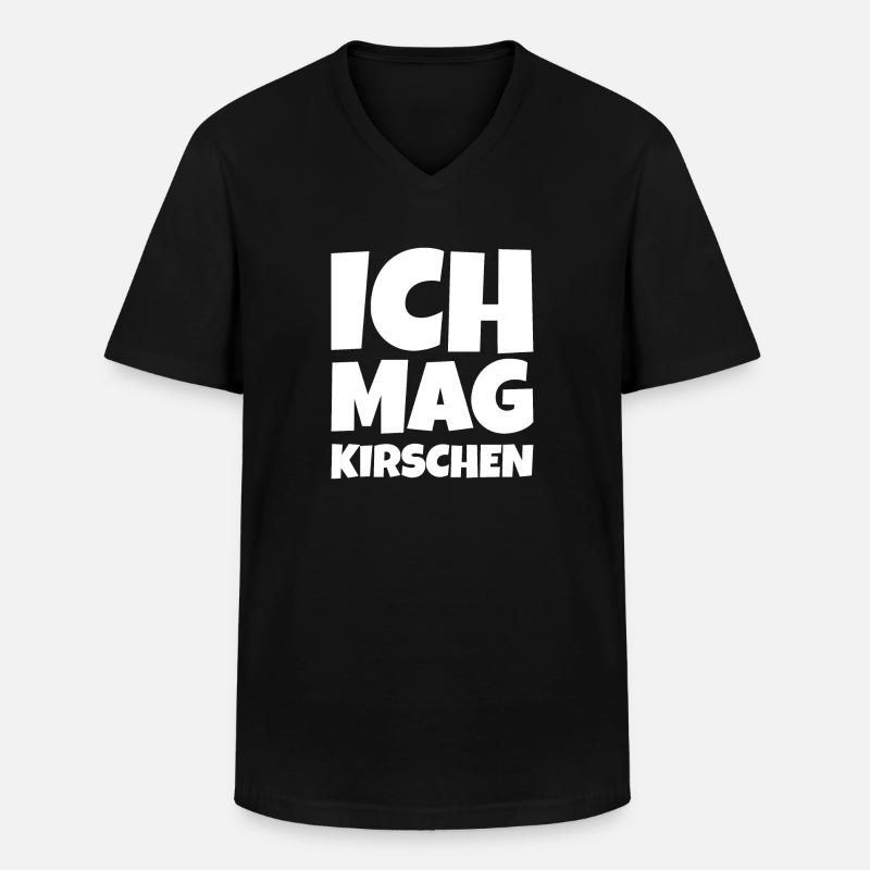 Ich mag Kirschen - Männer-T-Shirt mit V-Ausschnitt - Schwarz