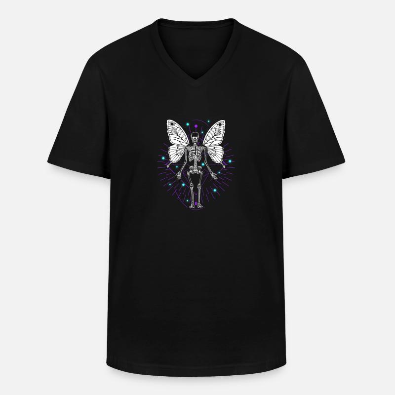 Skeleton Butterfly Dripping Skull Goth - Männer-T-Shirt mit V-Ausschnitt - Schwarz