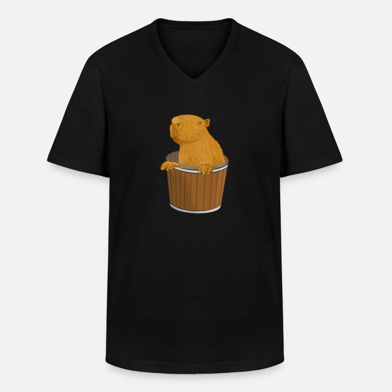 Capybara Eimer - Männer-T-Shirt mit V-Ausschnitt - Schwarz