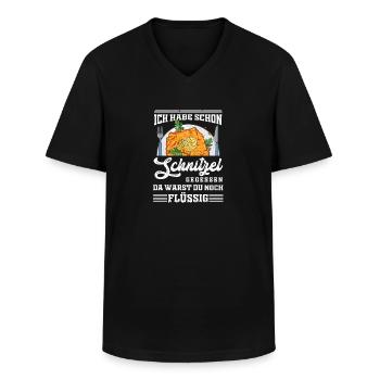 Schnitzel since birth - Men's V-Neck T-Shirt - black - Front - AI Model Male 178 dark (178cm)
