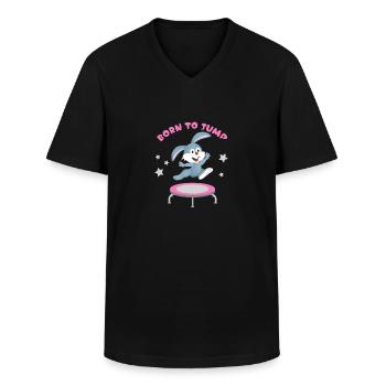 Lustiges und Süßes Trampolin Design mit Hase für - Männer-T-Shirt mit V-Ausschnitt - Schwarz - Vorne - AI Model Male 178 dark (178cm)