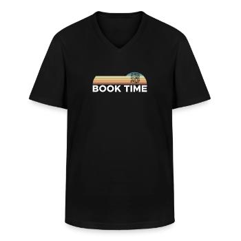 Vintage Retro Book Time Shirt Cadeau - T-shirt col V Homme - noir - Devant - AI Model Male 178 dark (178cm)