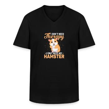 I don't need a therapy I only need my hamster - Men's V-Neck T-Shirt - black - Front - AI Model Male 178 dark (178cm)