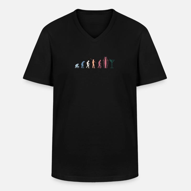 Evolution Bartender Barkeeper Shirt Geschenk - Männer-T-Shirt mit V-Ausschnitt - Schwarz