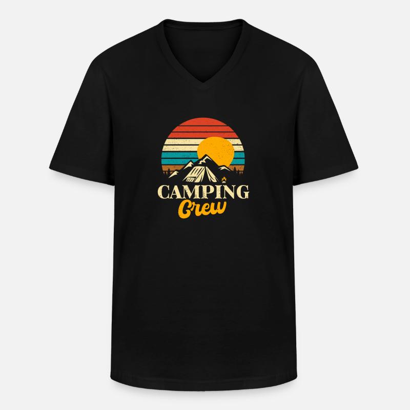 Camping Crew - Männer-T-Shirt mit V-Ausschnitt - Schwarz