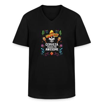 Cerveza Makes Me Awesome Beer Drinker Alcoholic - Men's V-Neck T-Shirt - black - Front - AI Model Male 178 dark (178cm)