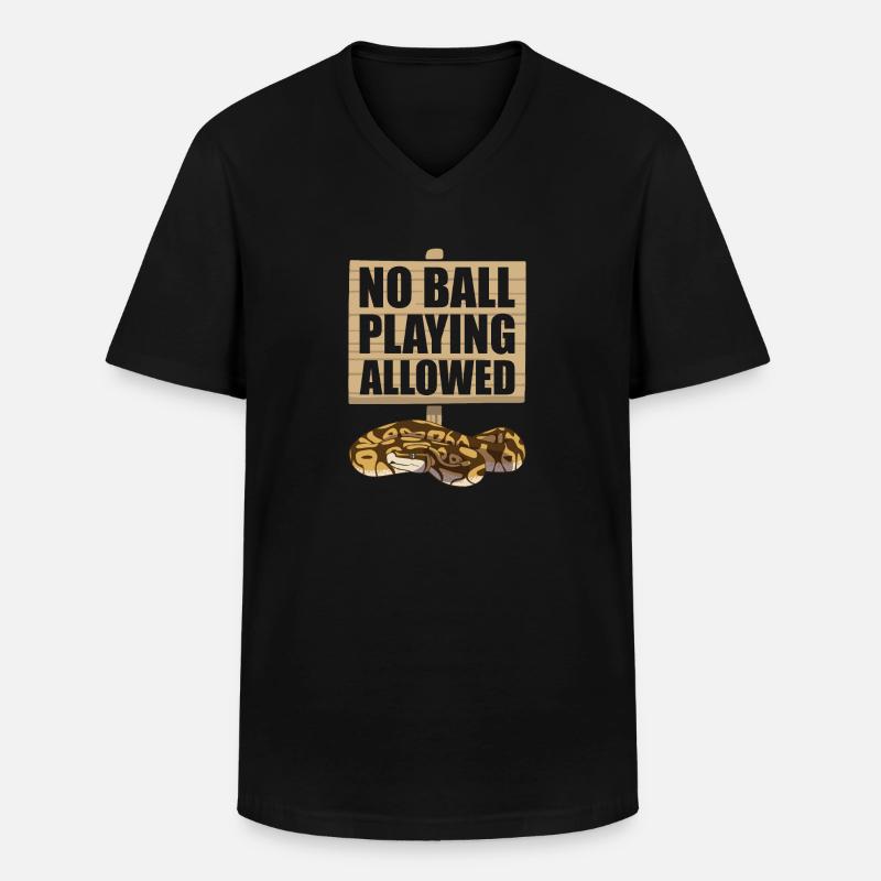 Drôle de boule Python Serpent - T-shirt col V Homme - noir