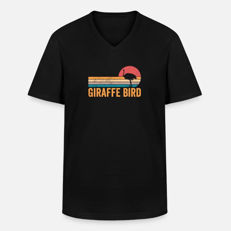 Lustiger Strauß Giraffe Vogel Retro - Männer-T-Shirt mit V-Ausschnitt - Schwarz