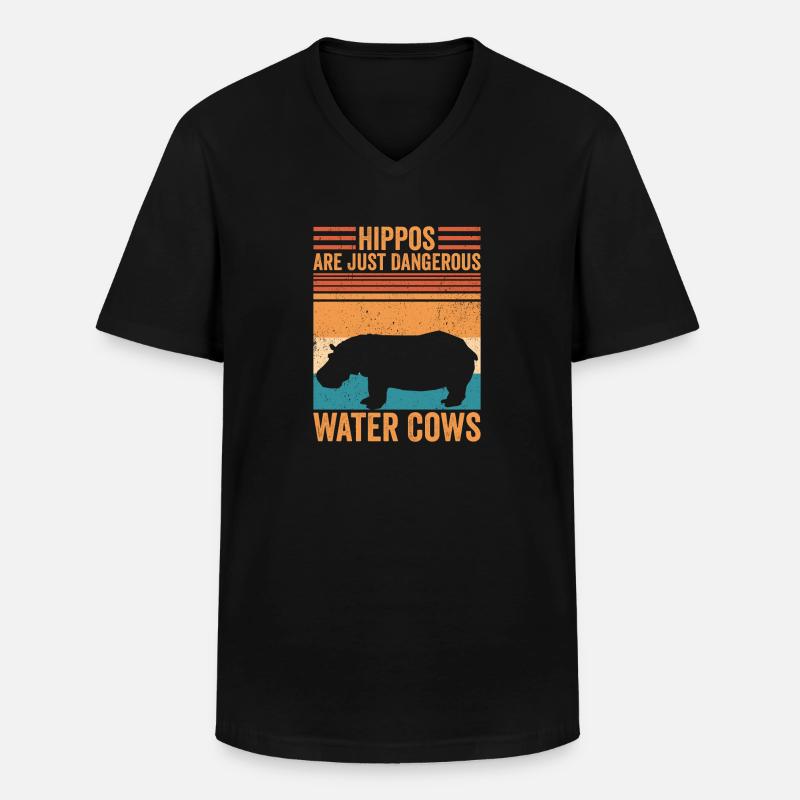Lustiges Nilpferd Nilpferd - Männer-T-Shirt mit V-Ausschnitt - Schwarz