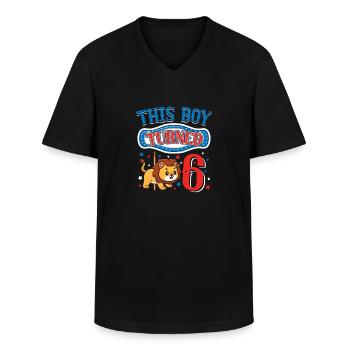 Carousel Birthday Party Lion Dieser Junge Wurde 6 - Männer-T-Shirt mit V-Ausschnitt - Schwarz - Vorne - AI Model Male 178 dark (178cm)