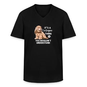 Cockapoo Chien - T-shirt col V Homme - noir - Devant - AI Model Male 178 dark (178cm)