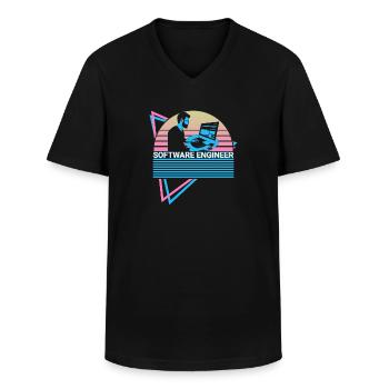 Software Engineer Software Engineering Retro - Men's V-Neck T-Shirt - black - Front - AI Model Male 178 dark (178cm)
