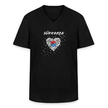 Corée du Sud Corée du Sud Drapeau sud-coréen - T-shirt col V Homme - noir - Devant - AI Model Male 178 dark (178cm)