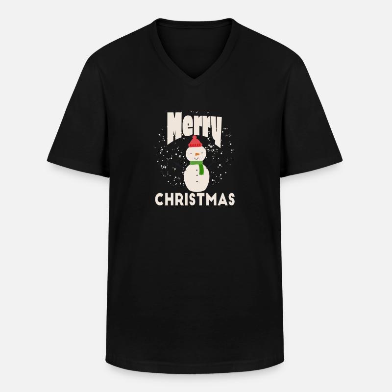 Merry Christmas Snow - Männer-T-Shirt mit V-Ausschnitt - Schwarz