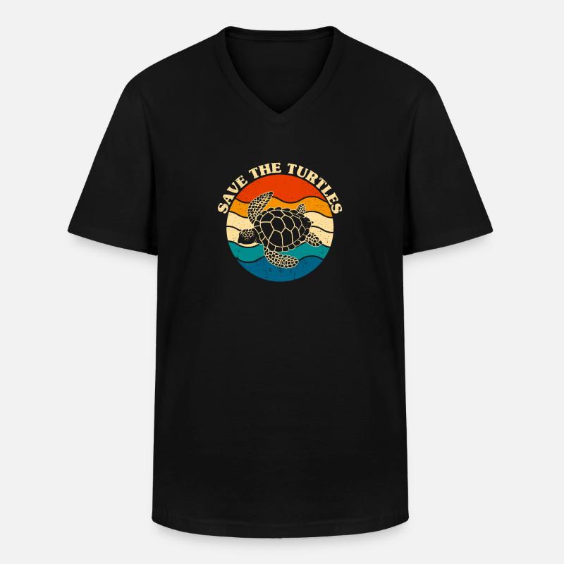 Save The Turtles - Männer-T-Shirt mit V-Ausschnitt - Schwarz