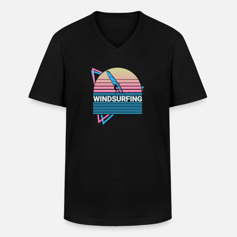 Windsurfen Windsurfer Retro - Männer-T-Shirt mit V-Ausschnitt - Schwarz