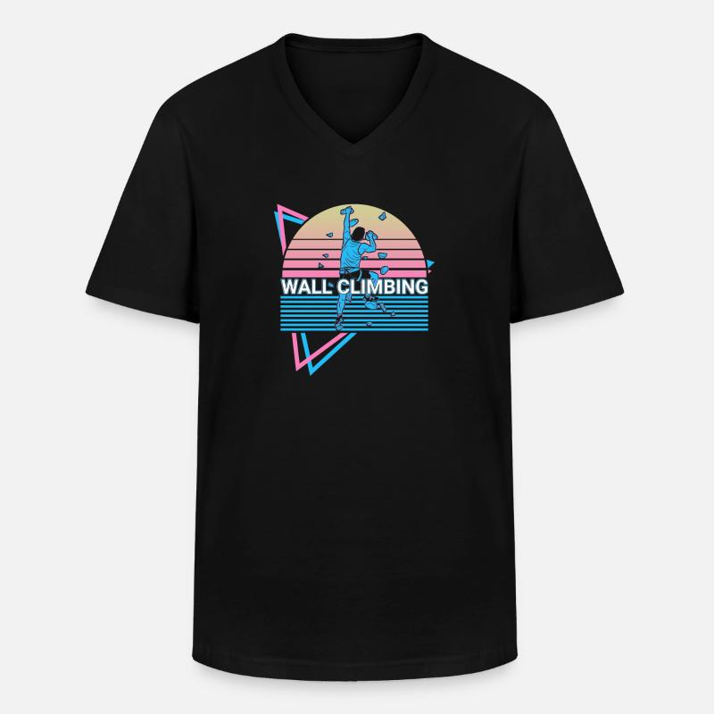 Wandklettern Wandkletterer Retro - Männer-T-Shirt mit V-Ausschnitt - Schwarz