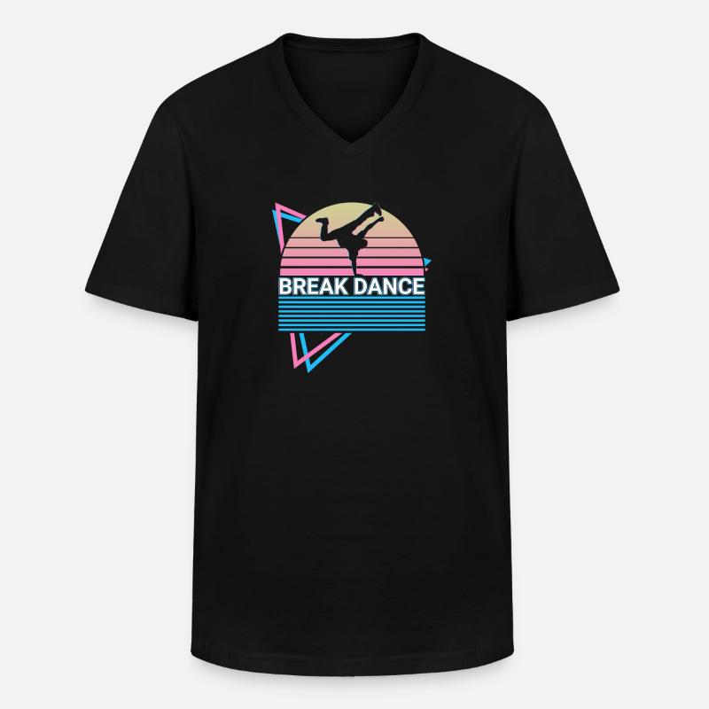 Breakdance Breakdance Retro - Männer-T-Shirt mit V-Ausschnitt - Schwarz