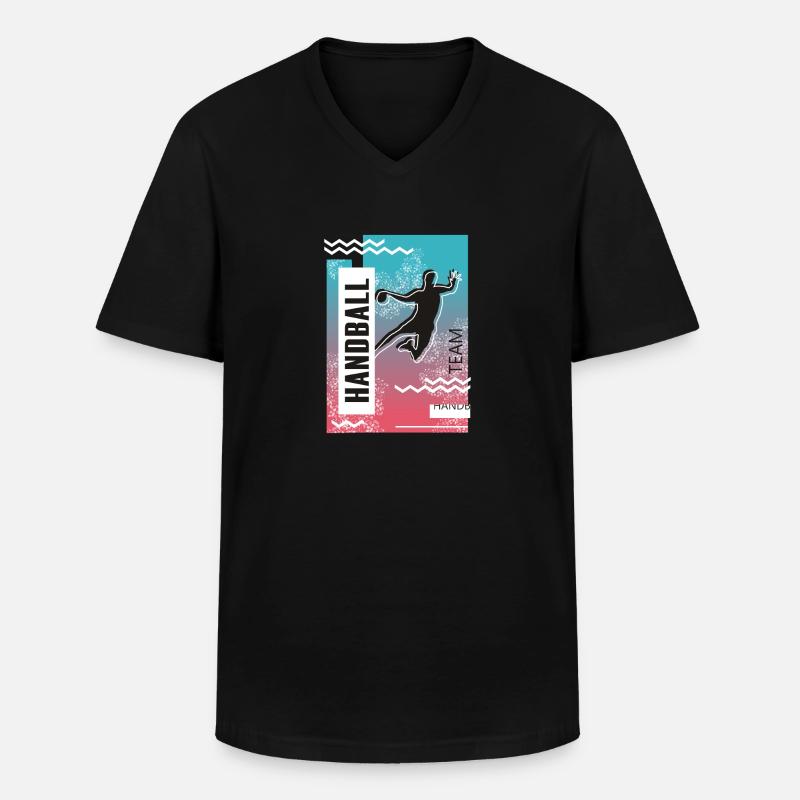 Handball Team Spieler - Männer-T-Shirt mit V-Ausschnitt - Schwarz