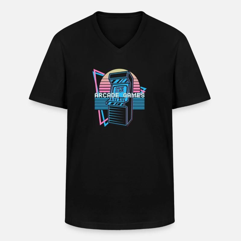 Arcade-Spiele Retro - Männer-T-Shirt mit V-Ausschnitt - Schwarz