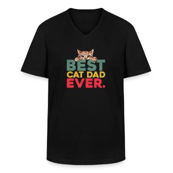 Best Cat Dad Ever - Männer-T-Shirt mit V-Ausschnitt - Schwarz - Vorne - AI Model Male 178 dark (178cm)