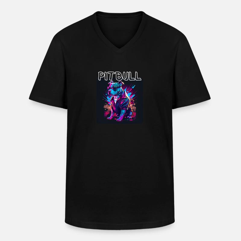 Graffiti Style - Cooler Pitbull 5 - Männer-T-Shirt mit V-Ausschnitt - Schwarz