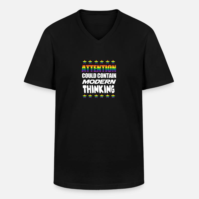Attention could include modern thinking - Men's V-Neck T-Shirt - black