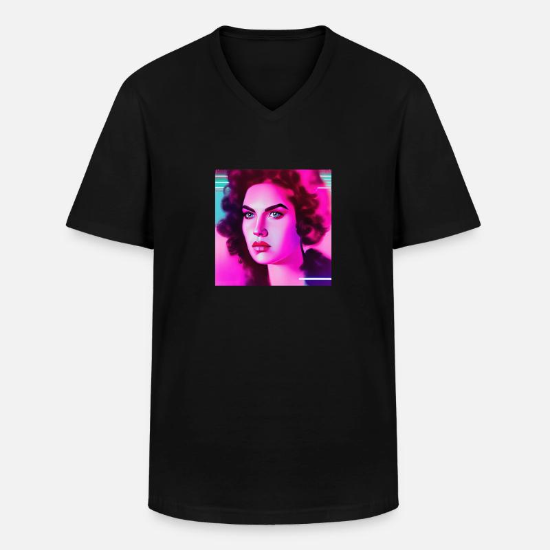 Retrowave Synthwave 80s Character Design - Männer-T-Shirt mit V-Ausschnitt - Schwarz