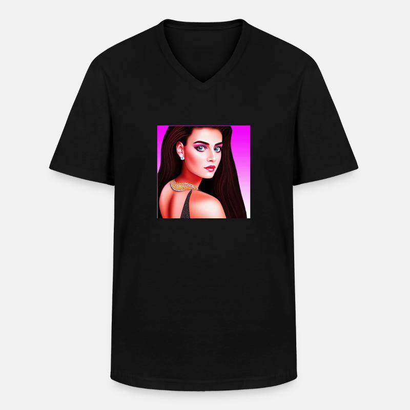 Retrowave Synthwave 80s Character Design - Männer-T-Shirt mit V-Ausschnitt - Schwarz