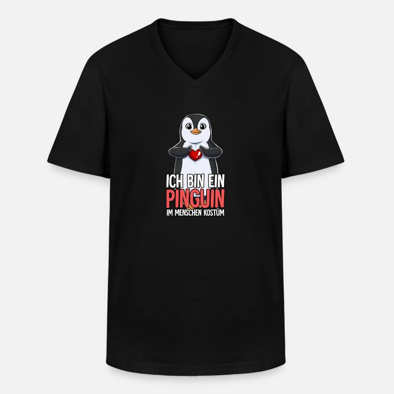 Ich Bin Ein Pinguin - Männer-T-Shirt mit V-Ausschnitt - Schwarz