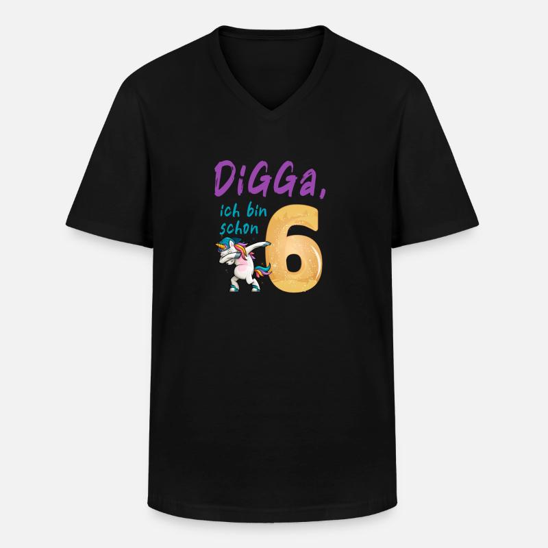 DIGGA, ich bin schon 6 - Männer-T-Shirt mit V-Ausschnitt - Schwarz