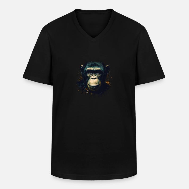 Schimpansen Affe Porträt - Männer-T-Shirt mit V-Ausschnitt - Schwarz