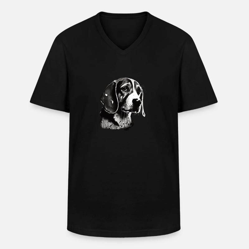 Beagle Bild Portrait - Männer-T-Shirt mit V-Ausschnitt - Schwarz