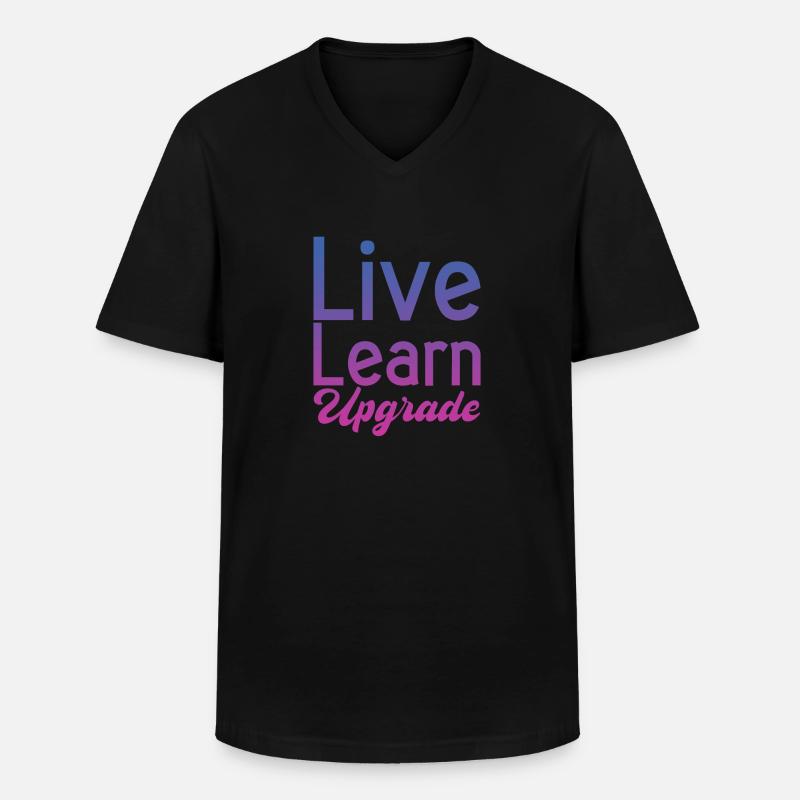 Live Learn Upgrade 2 - Männer-T-Shirt mit V-Ausschnitt - Schwarz